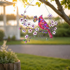 Personalized Cardinal & Cherry Blossom Holographic Acrylic Suncatcher