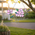 Personalized Pink Cherry Blossom Branch Holographic Acrylic Suncatcher