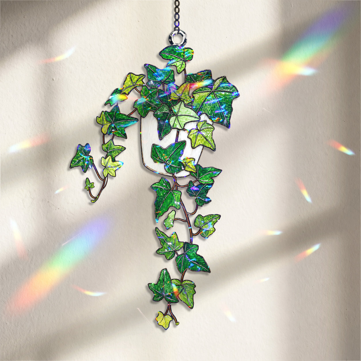 Trailing Ivy Plant in Pot Holographic Acrylic Suncatcher