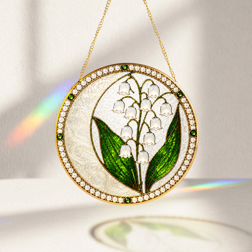 Lily of the Valley Pearl Stained Glass Suncatcher