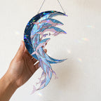 Whale Pod Crescent Moon Holographic Acrylic Suncatcher