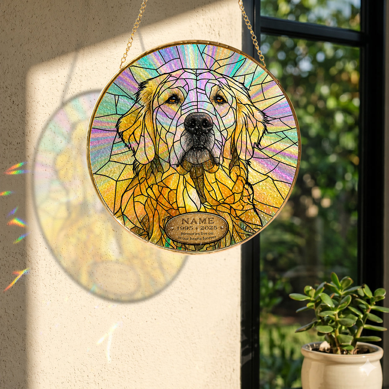 Golden Retriever Memorial Suncatcher detail