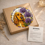 Cocker Spaniel & Allium Suncatcher in sunlight