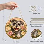 Personalized Schnauzer Rose Suncatcher