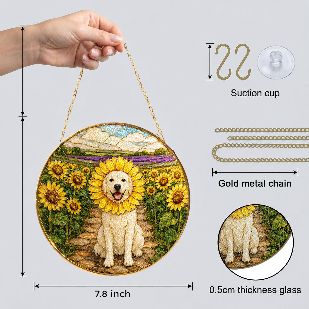 Personalized Sunflower Dog Suncatcher