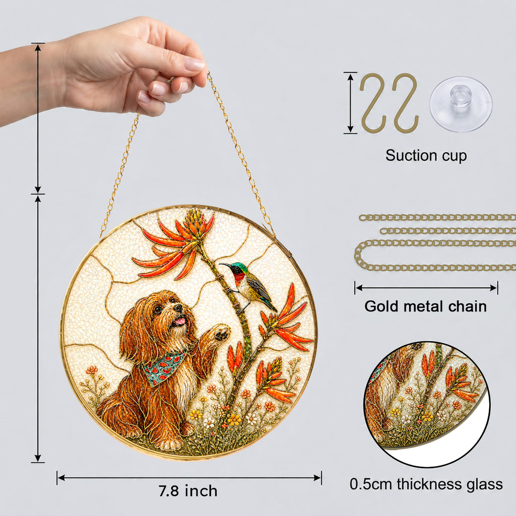 Personalized Dog & Hummingbird Suncatcher