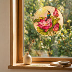 Kingfisher & Lotus Stained Glass Suncatcher