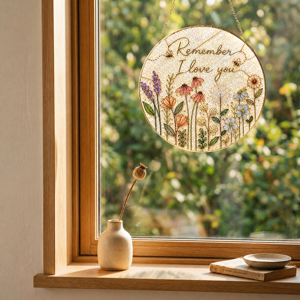Personalized Wildflower Stained Glass Suncatcher – Remember I Love You