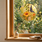 Nuthatch & Trumpet Flower Stained Glass Suncatcher