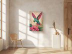 Hummingbird Canvas Wall Art Colorful Painting with Flower, Botanical Bird Prints for Living Room Bedroom Office