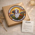 Dog memorial suncatcher with pixiwoo gift box and thank you card