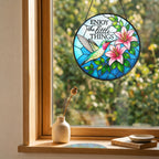 Enjoy the Little Things Hummingbird Stained Glass Suncatcher