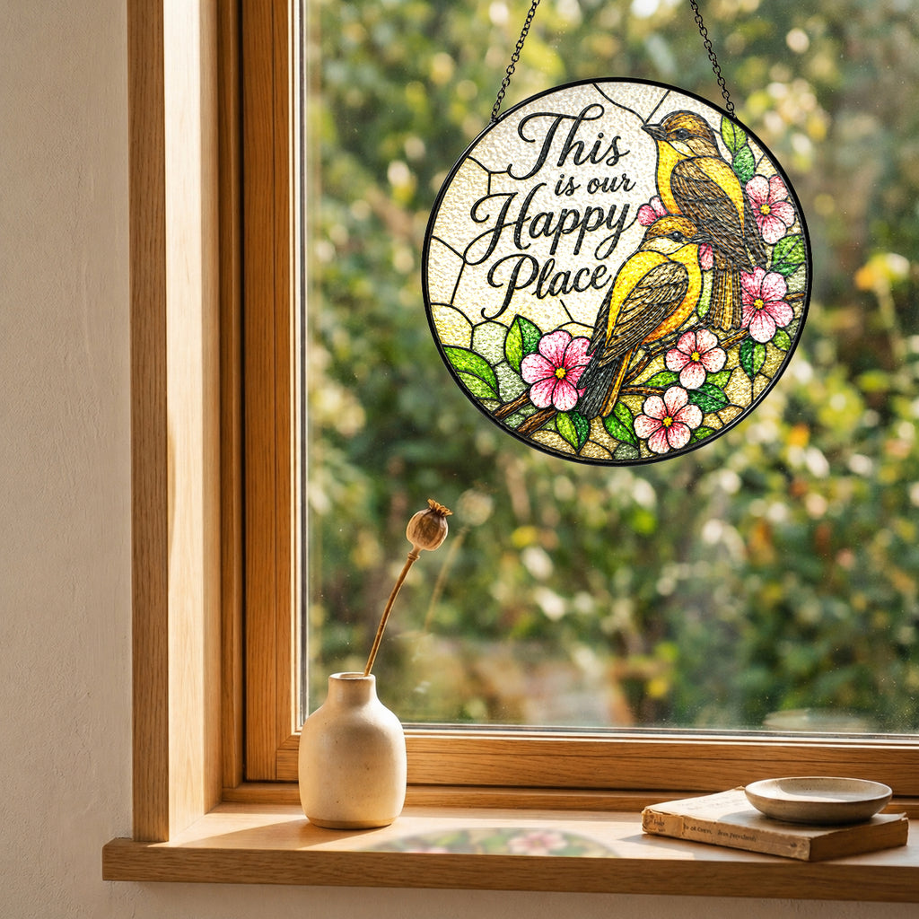 This Is Our Happy Place Songbird Stained Glass Suncatcher