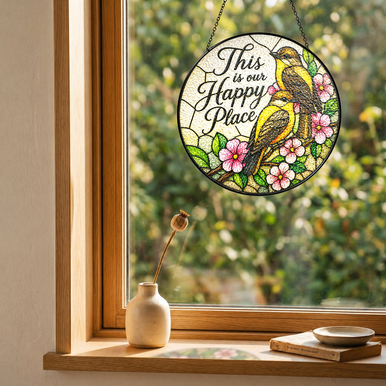 This Is Our Happy Place Songbird Stained Glass Suncatcher
