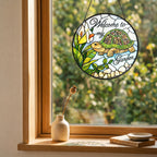 Welcome to My Garden Turtle Stained Glass Suncatcher