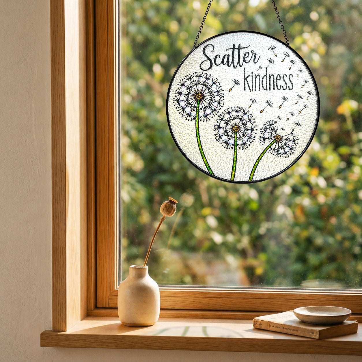 Scatter Kindness Dandelion Stained Glass Suncatcher