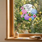Live Laugh Love Floral Butterfly Stained Glass Suncatcher