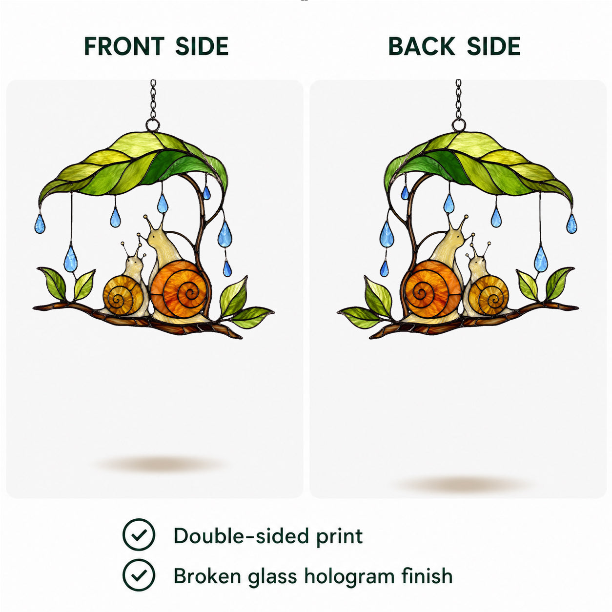 Snail & Leaf Umbrella Holographic Acrylic Suncatcher