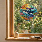 Whale Ocean Stained Glass Suncatcher