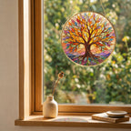 Autumn Tree of Life Stained Glass Suncatcher