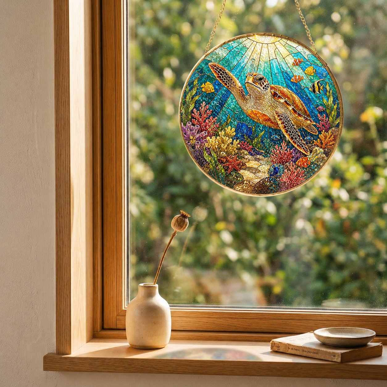 Sea Turtle Stained Glass Suncatcher