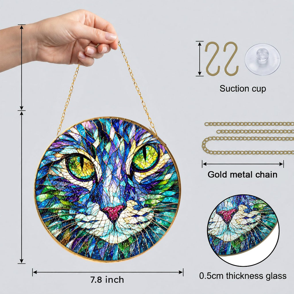 Cat Face Stained Glass Suncatcher