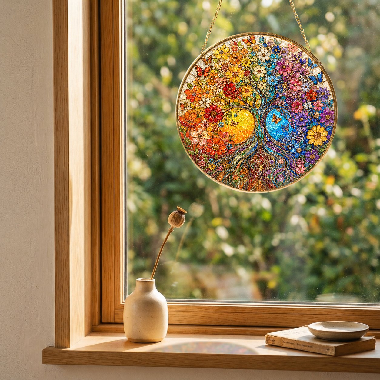 Tree of Life Sunrise Stained Glass Suncatcher