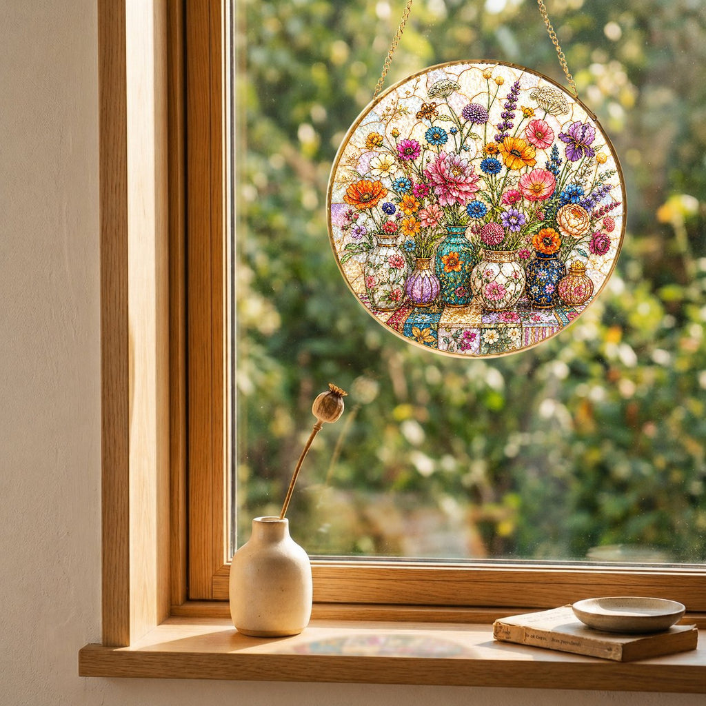 Wildflower Bouquet Stained Glass Suncatcher