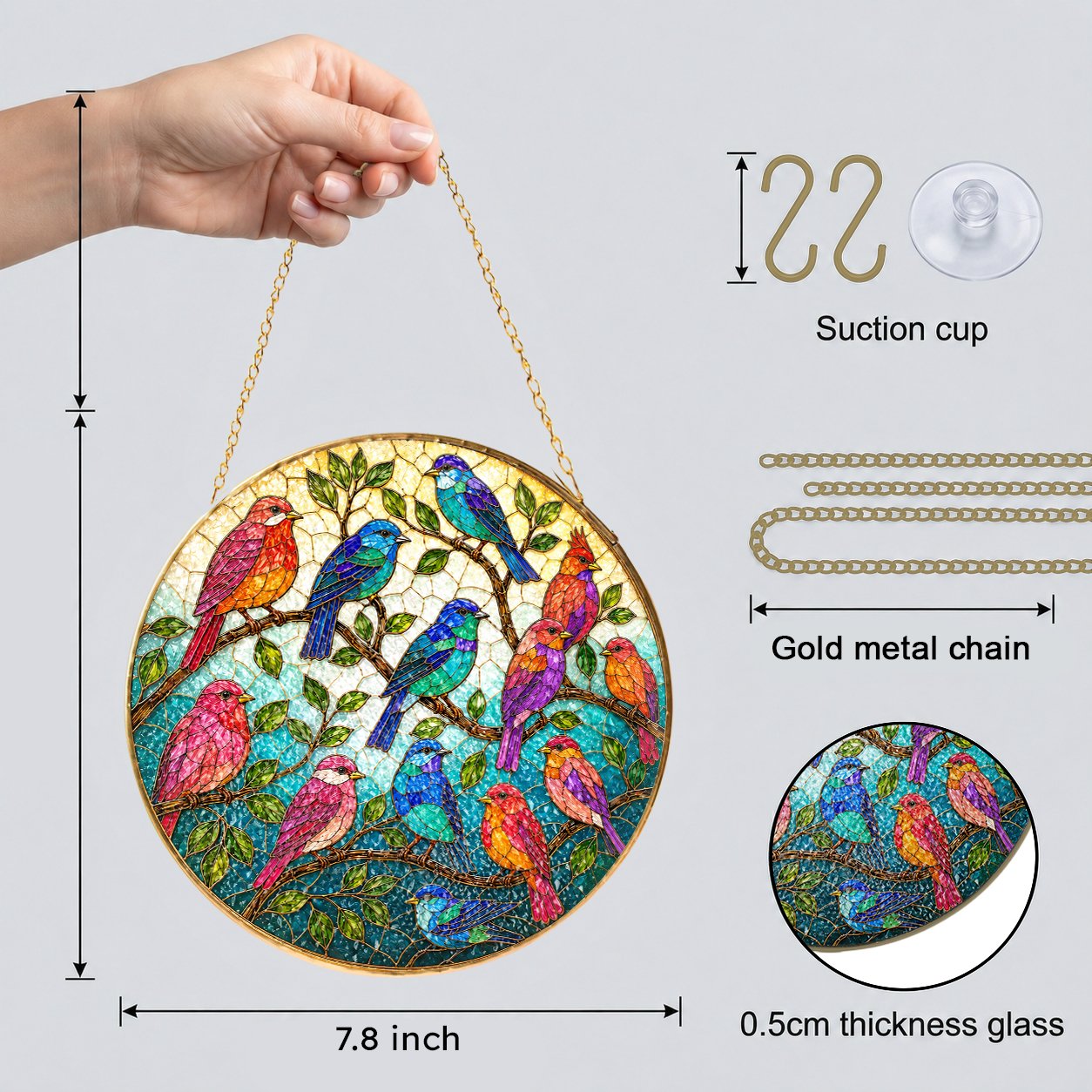 Songbirds Stained Glass Suncatcher