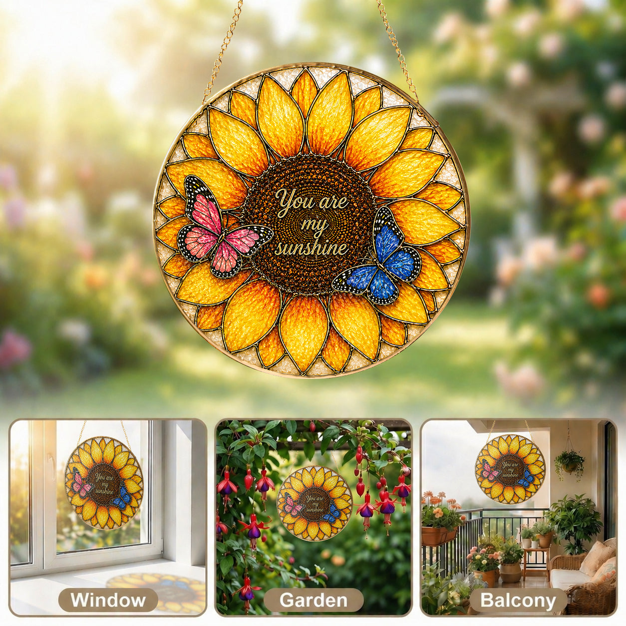 You Are My Sunshine Sunflower Stained Glass Suncatcher