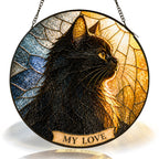 Black Cat Memorial Suncatcher with hanging chain