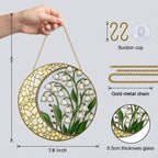 Lily of the Valley Stained Glass Suncatcher – Crescent Moon