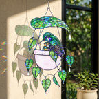 Hummingbird & Hanging Planter Holographic Acrylic Suncatcher