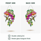 Hummingbird & Fuchsia Holographic Acrylic Suncatcher