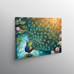 Peacock Canvas Wall Art Teal Blue Green Peacock Painting, 3D Feather Look for Living Room Bedroom Office