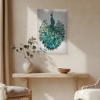 Peacock Canvas Wall Art Teal Blue Green Painting