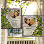 Personalized Grandma Photo Suncatcher – Thank You Grandma Floral Stained Glass Gift