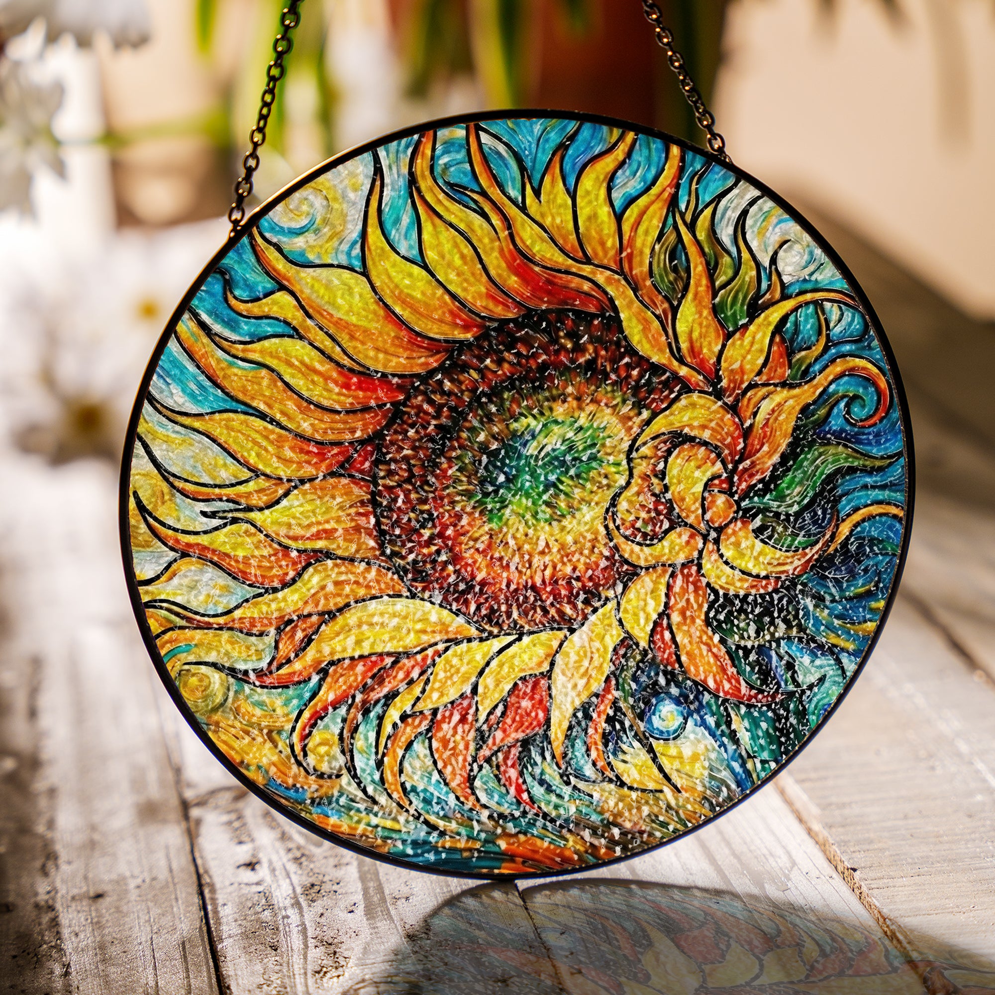 Sunflower Stained Glass Suncatcher