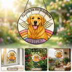 Personalized Dog Memorial Angel Wings Stained Glass Suncatcher