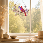 Personalized Cardinal & Cherry Blossom Holographic Acrylic Suncatcher