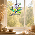 Personalized Pink Lily Flower Holographic Acrylic Suncatcher