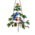 Bluebird Pair Snowy Pine Tree Holographic Acrylic Suncatcher