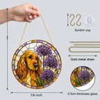 Cocker Spaniel & Allium Suncatcher as window decor