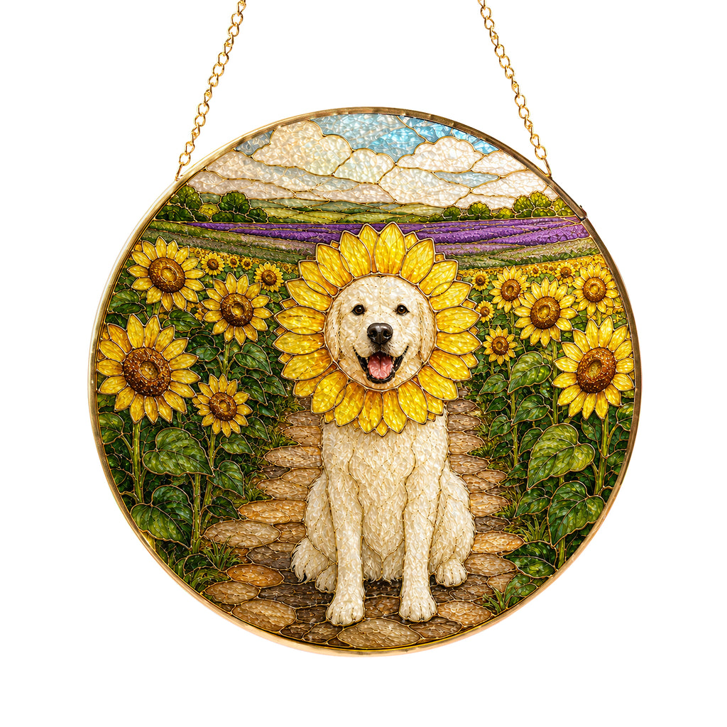 Personalized Sunflower Dog Suncatcher
