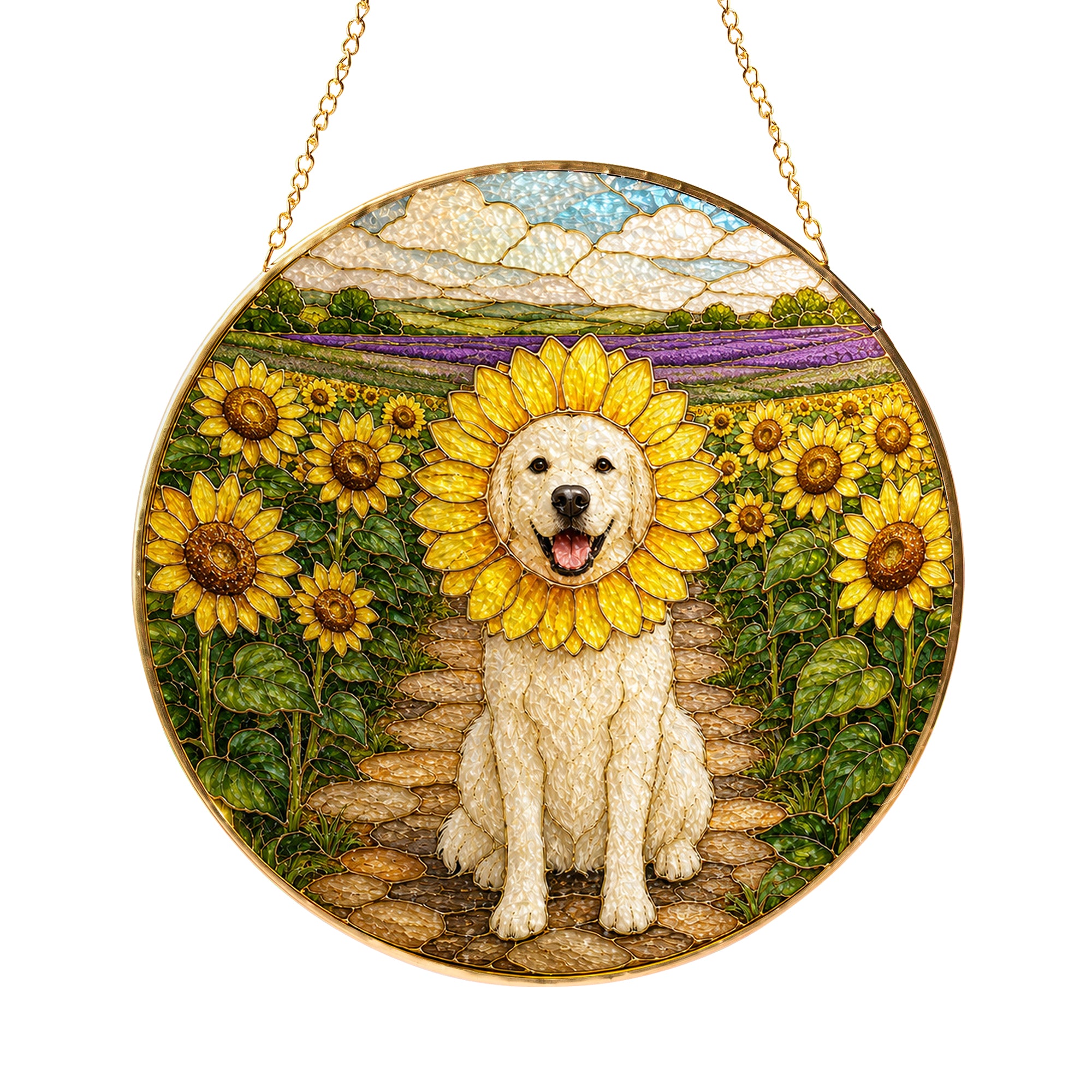Personalized Sunflower Dog Suncatcher
