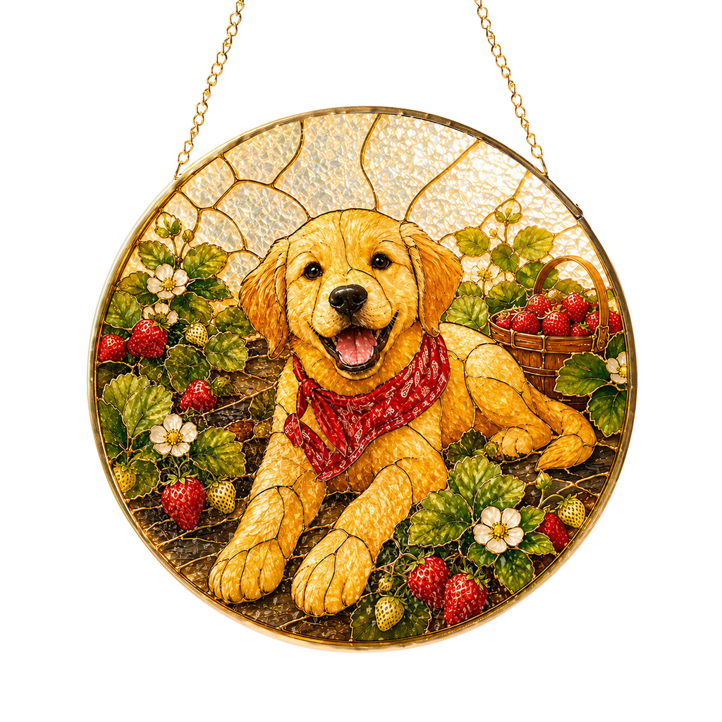 Personalized Strawberry Dog Suncatcher