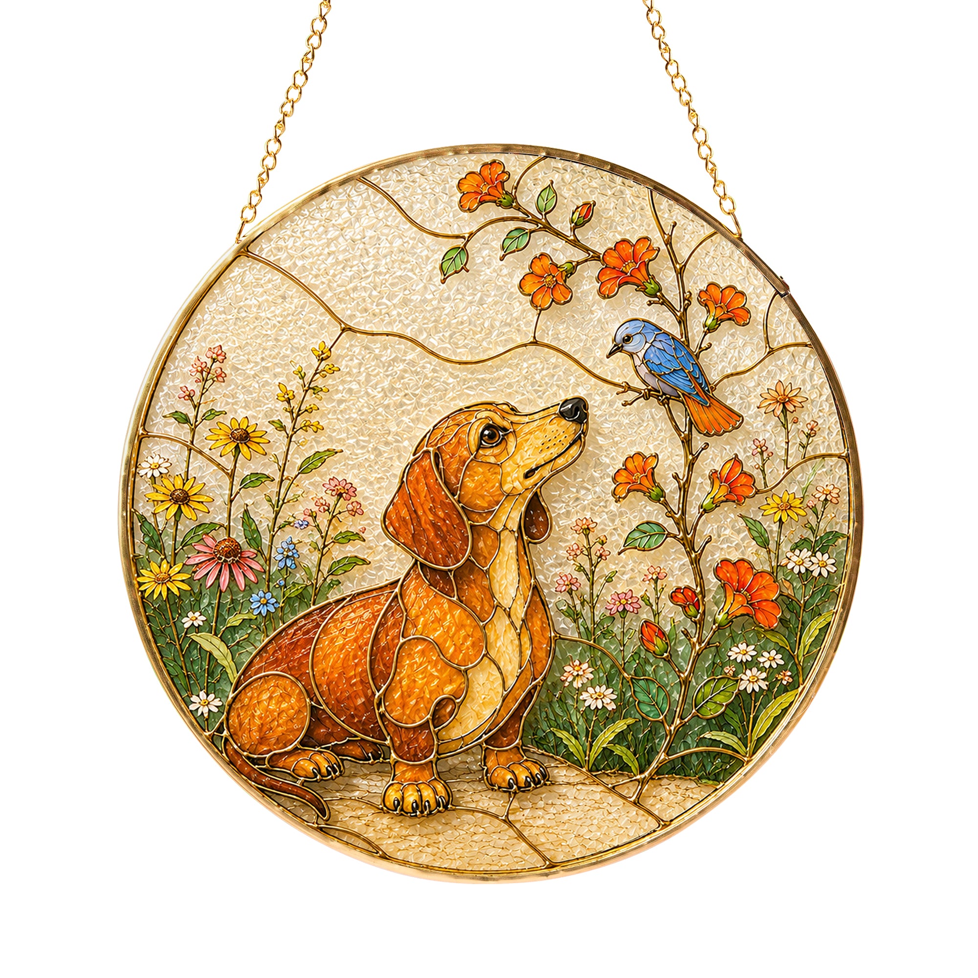 Personalized Dachshund Bird Suncatcher