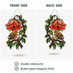 Robin & Red Hibiscus Holographic Acrylic Suncatcher