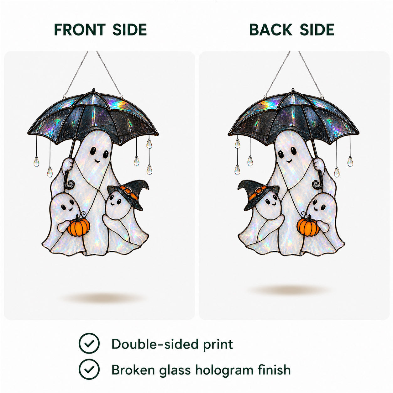 Ghost Family & Umbrella Holographic Acrylic Suncatcher