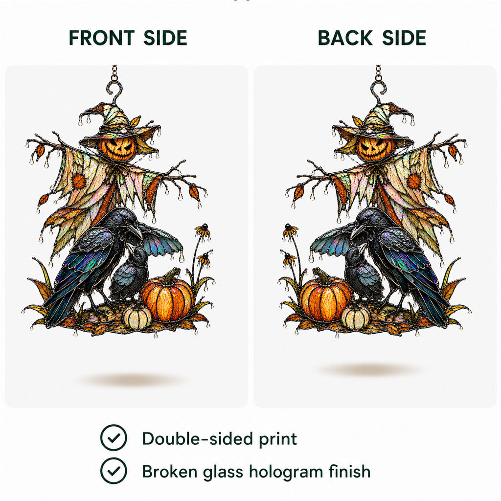 Scarecrow & Crow Holographic Acrylic Suncatcher